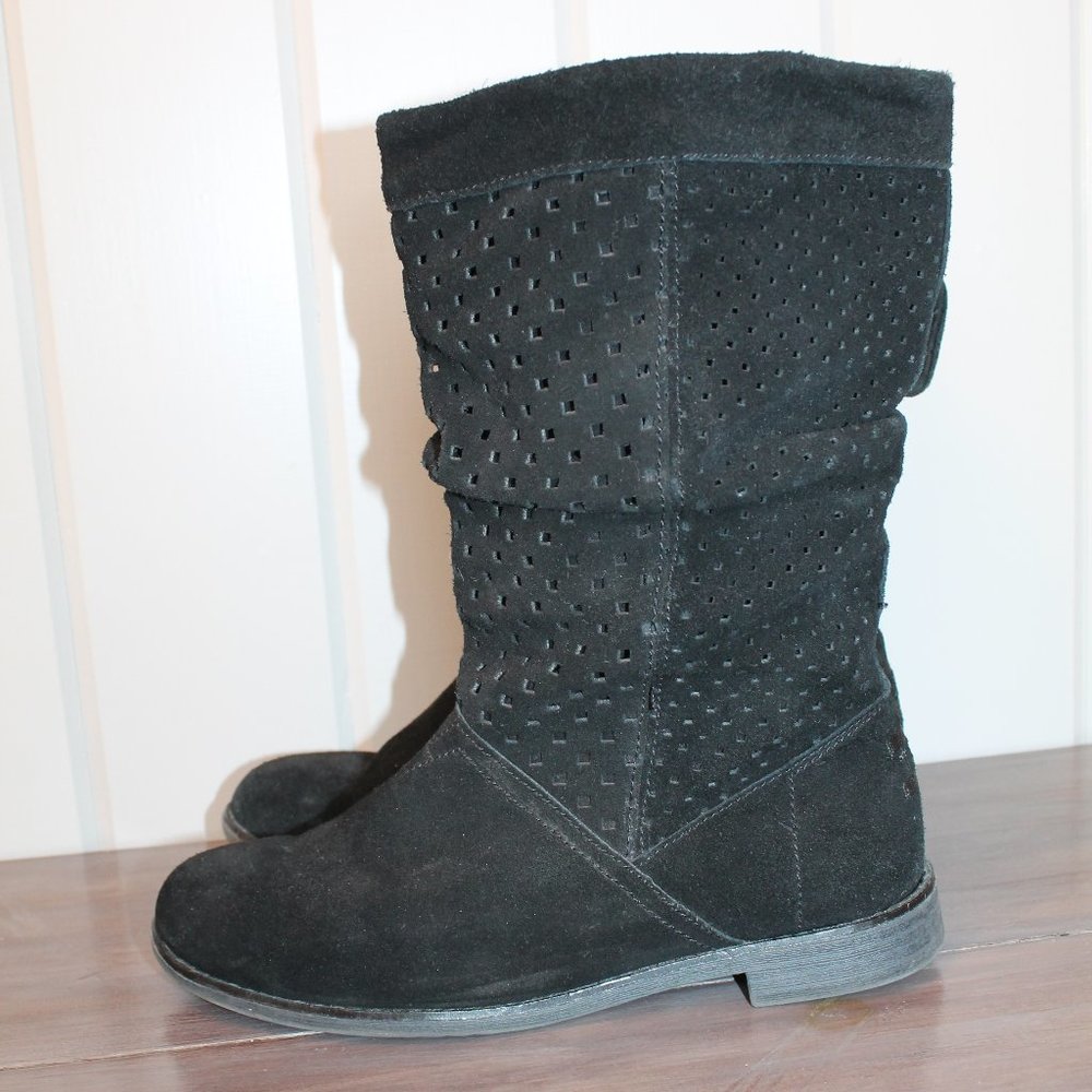 Toms black suede slouch boots womens 6.5 winter fashion 6 1/2